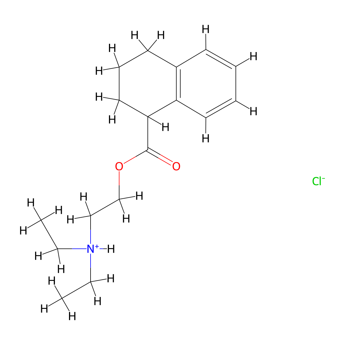 2-(Diethylamino)ethyl 1,2,3,4-tetrahydronaphthalene-1-carboxylate--hydrogen chloride (1/1) molecular structure, CAS 63979-18-0