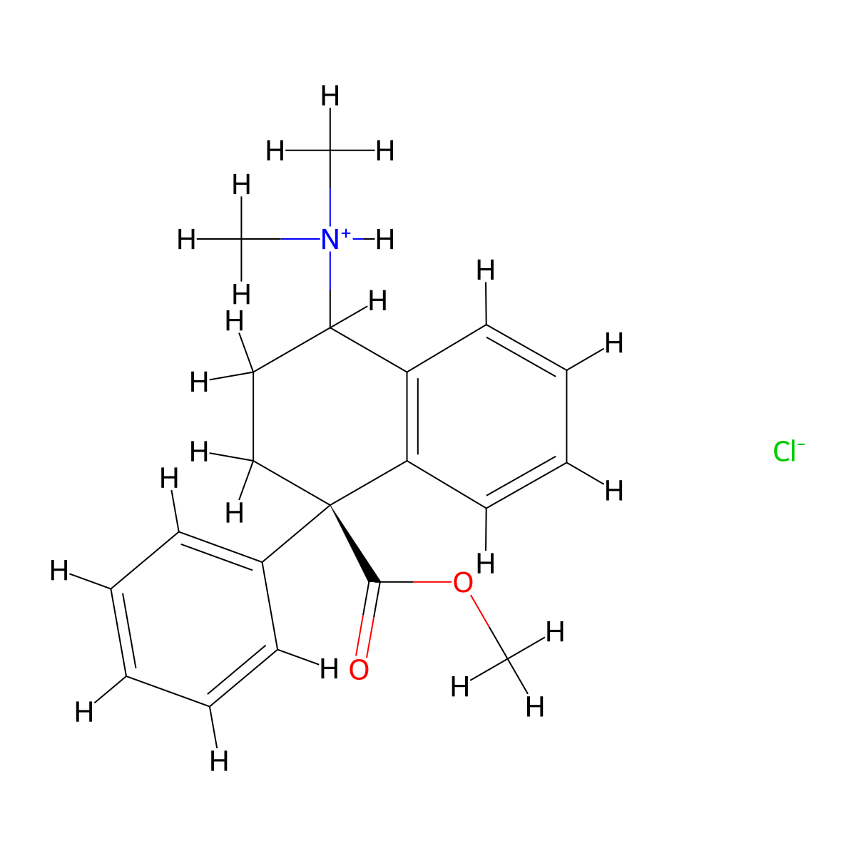1-Naphthoic acid, 1,2,3,4-tetrahydro-4-(dimethylamino)-1-phenyl-, methyl ester, hydrochloride, (E)- molecular structure, CAS 63979-19-1
