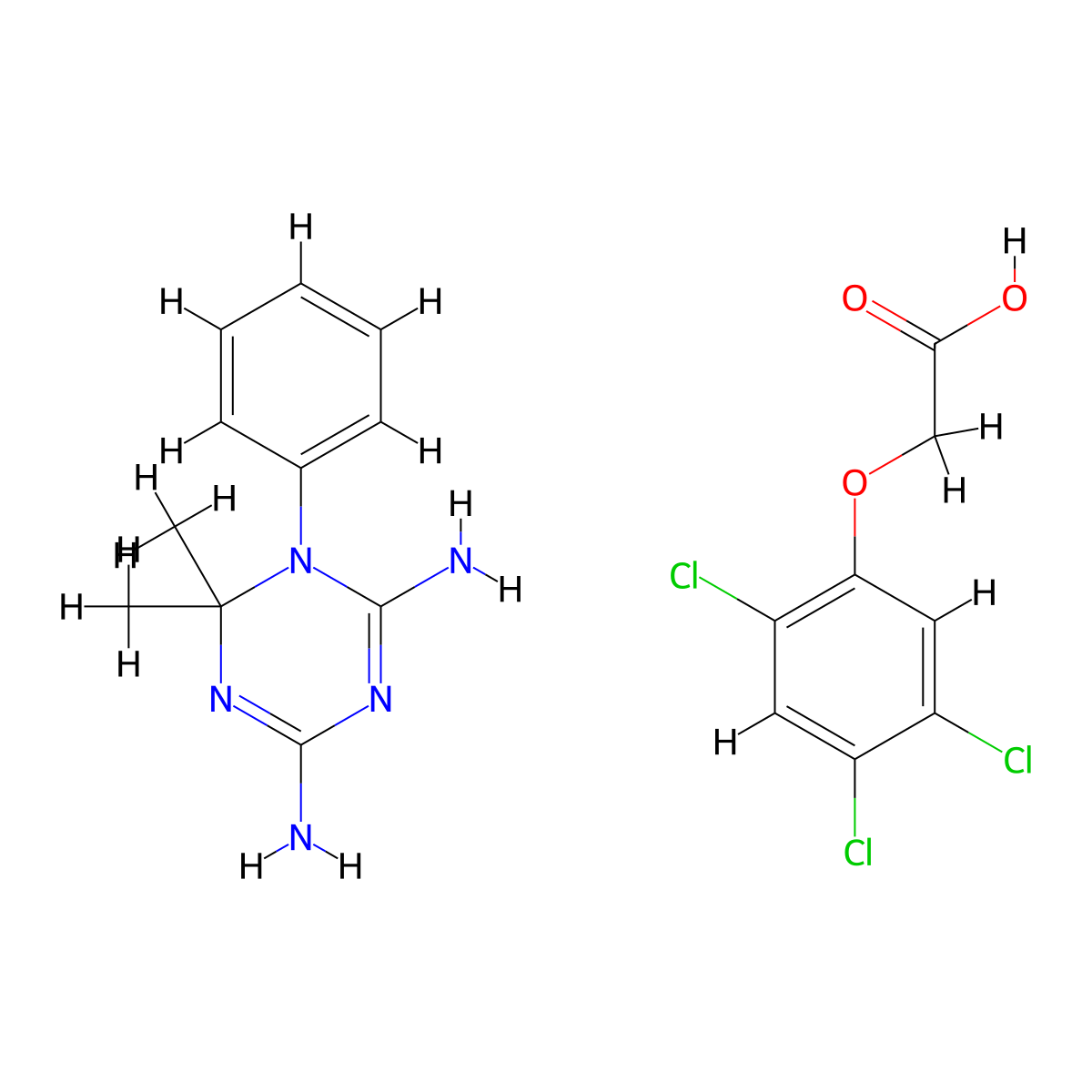 (2,4,5-Trichlorophenoxy)acetic acid--6,6-dimethyl-1-phenyl-1,3,5-triazinane-2,4-diimine (1/1) molecular structure, CAS 63979-37-3