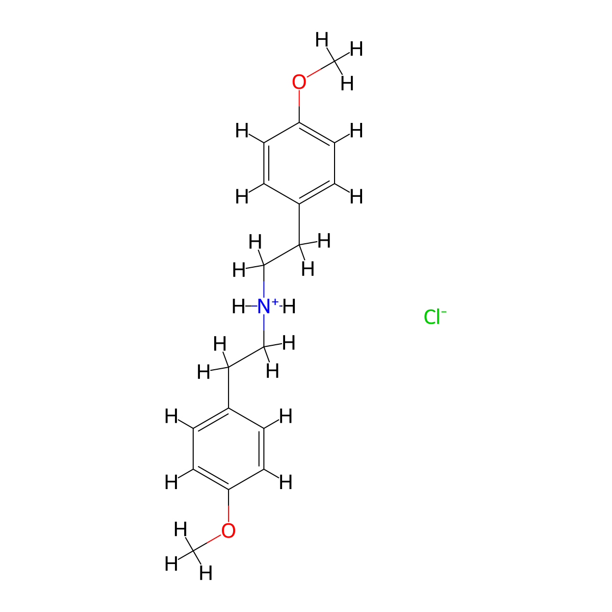 Diphenethylamine, p,p'-dimethoxy-, hydrochloride molecular structure, CAS 63979-54-4