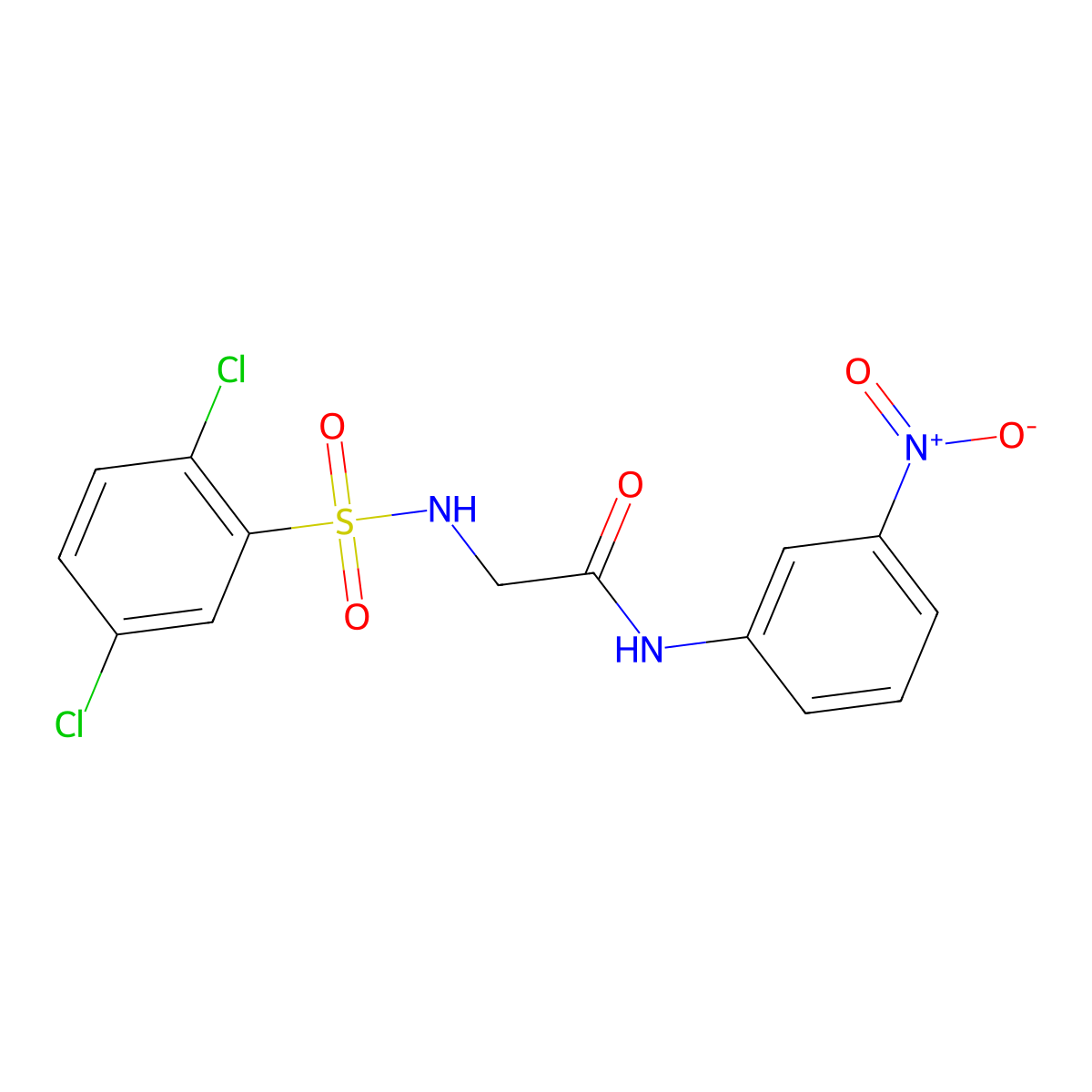 2-[(2,5-dichlorophenyl)sulfonylamino]-N-(3-nitrophenyl)acetamide molecular structure, CAS 639790-01-5