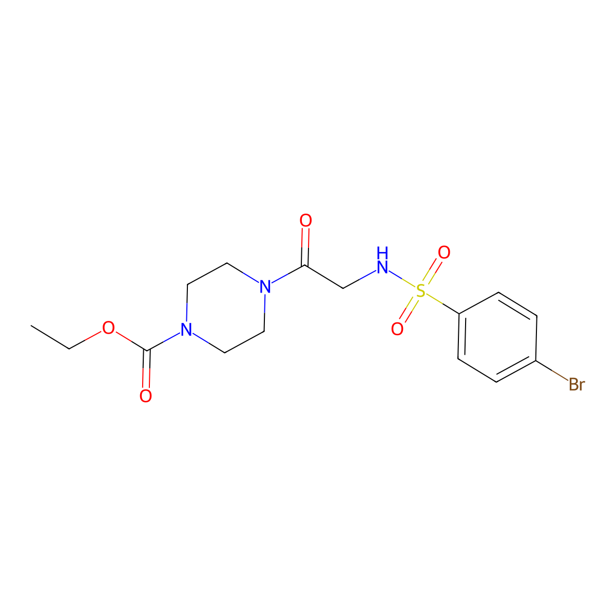 Ethyl 4-({[(4-bromophenyl)sulfonyl]amino}acetyl)-1-piperazinecarboxylate molecular structure, CAS 639791-15-4