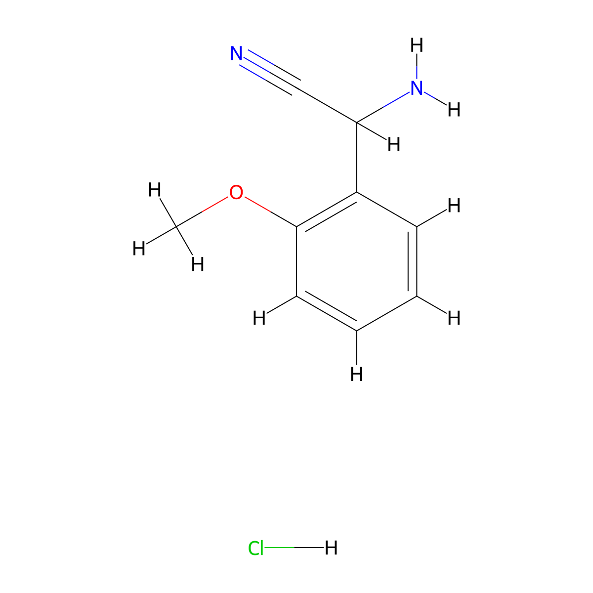 2-Amino-2-(2-methoxyphenyl)acetonitrile hydrochloride molecular structure, CAS 639792-18-0