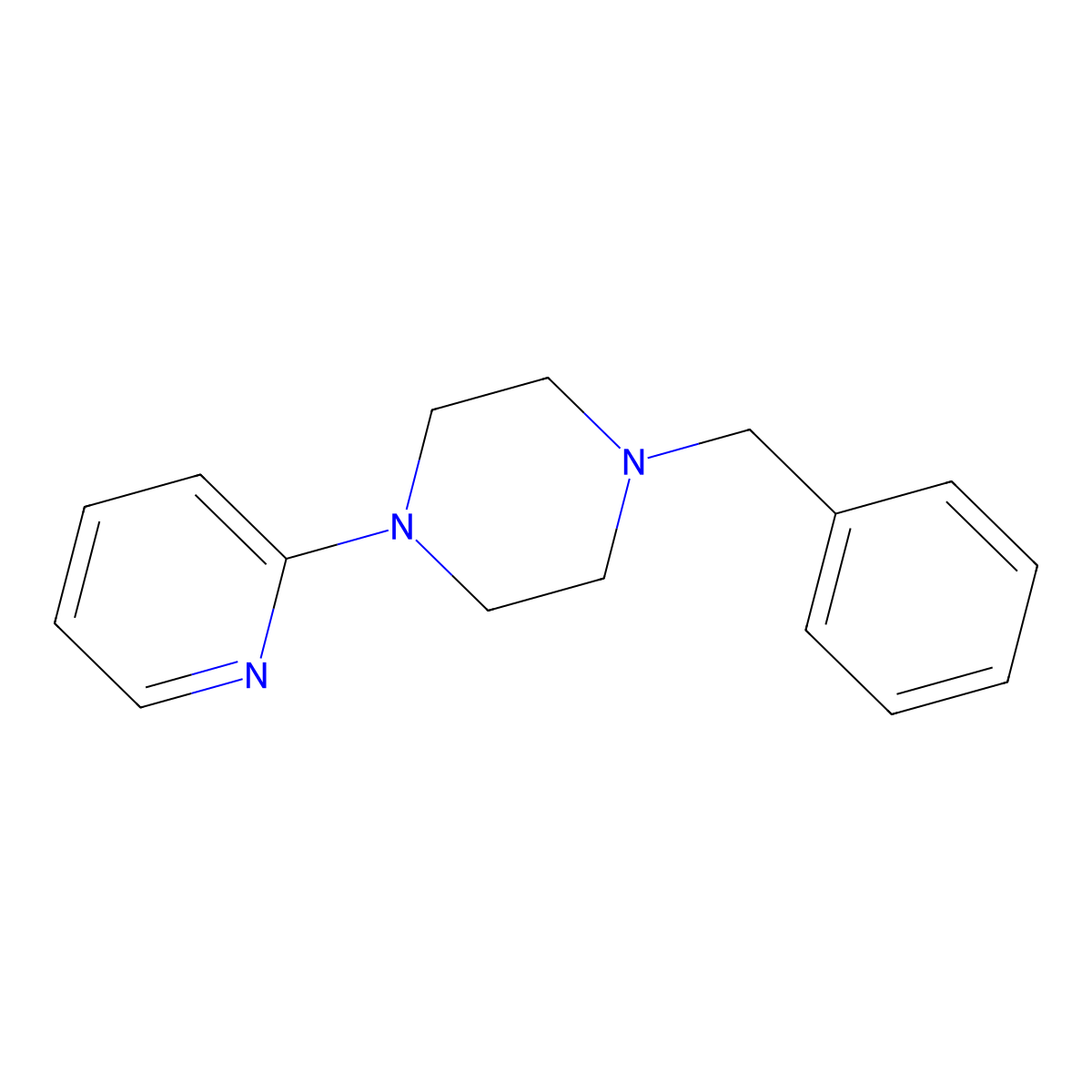 Piperazine, 1-benzyl-4-(2-pyridyl)- molecular structure, CAS 63980-42-7