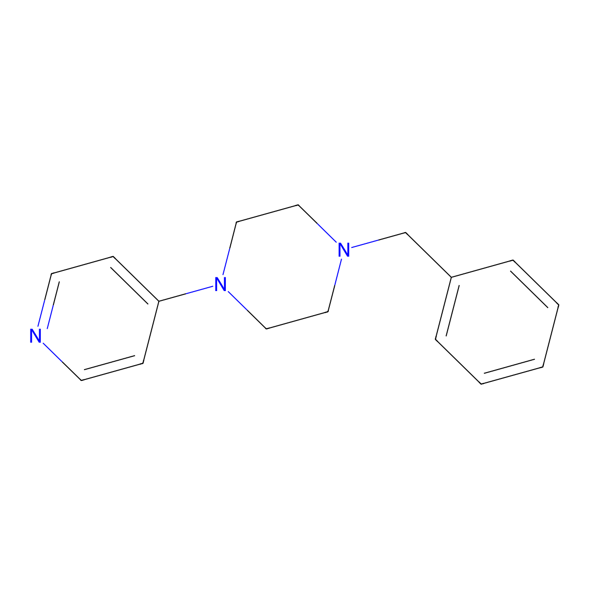 Piperazine, 1-benzyl-4-(4-pyridyl)- molecular structure, CAS 63980-43-8