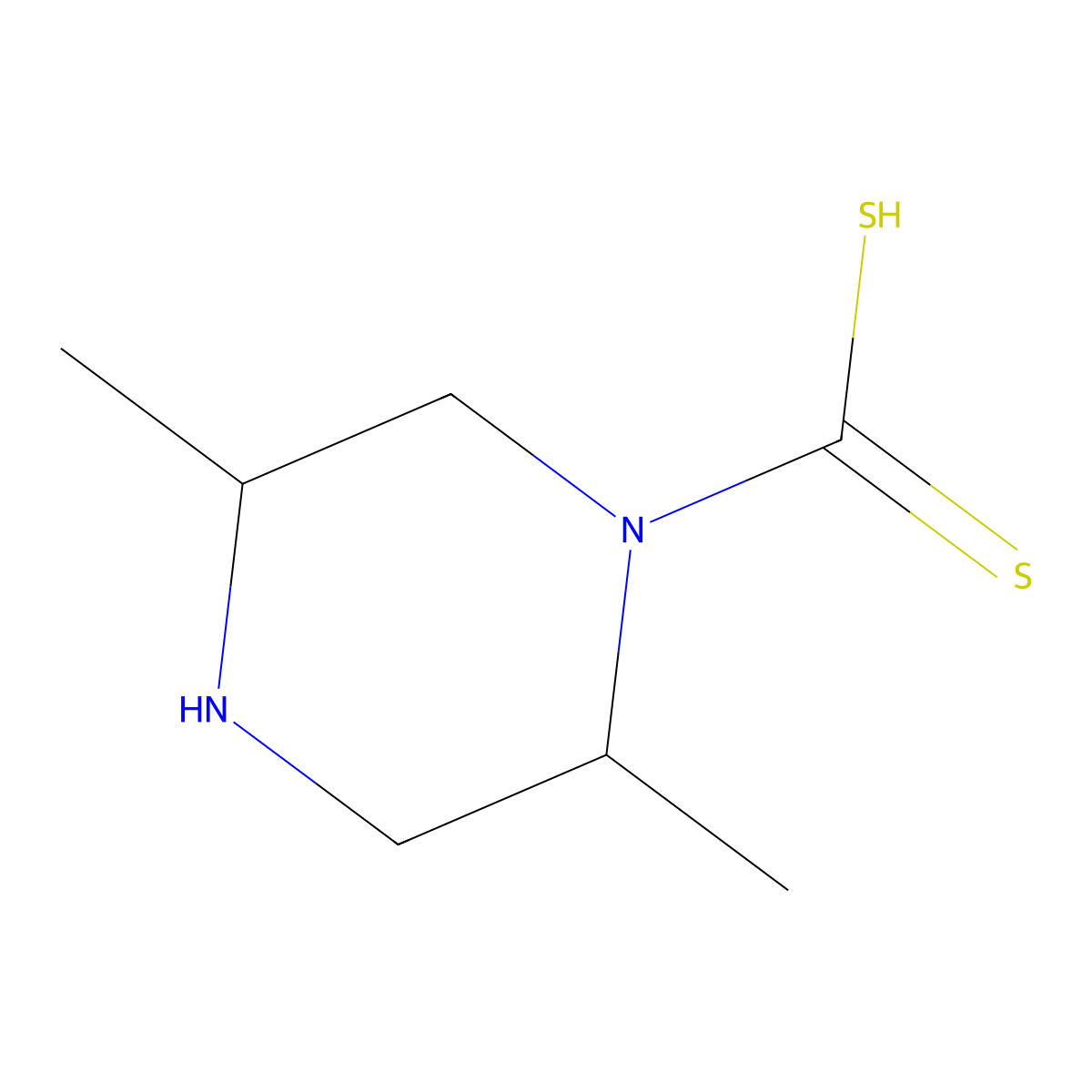 1-Piperazinecarbodithioic acid, 2,5-dimethyl-, (E)- molecular structure, CAS 63980-49-4