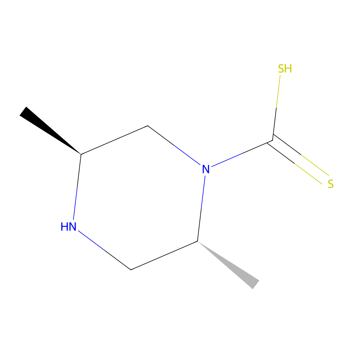 1-Piperazinecarbodithioic acid, 2,5-dimethyl-, (E)- molecular structure, CAS 63980-49-4