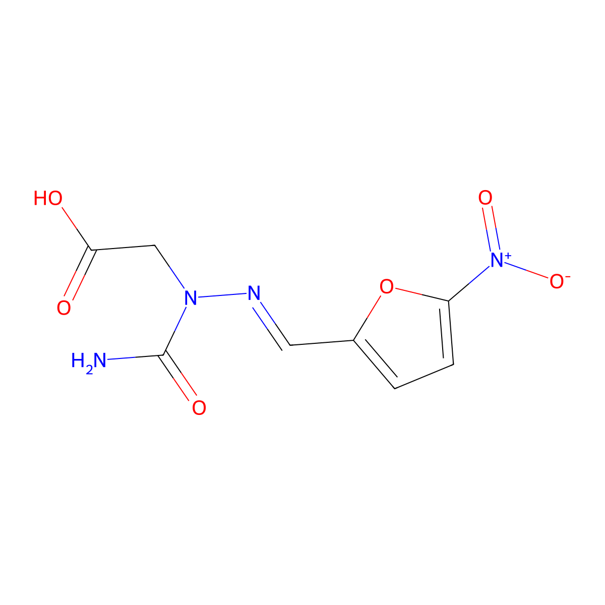 3-(5-Nitrofurfurylideneamino)hydantoic acid molecular structure, CAS 63981-22-6