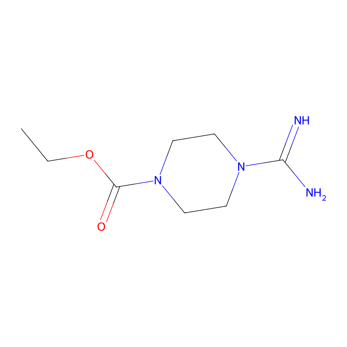 Ethyl 4-carbamimidoylpiperazine-1-carboxylate molecular structure, CAS 63981-39-5