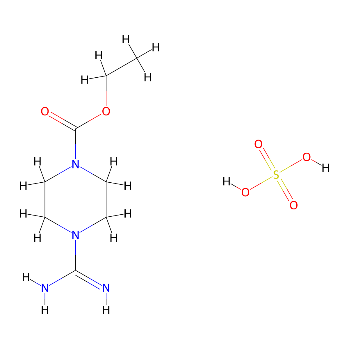 Sulfuric acid--ethyl 4-carbamimidoylpiperazine-1-carboxylate (1/1) molecular structure, CAS 63981-40-8