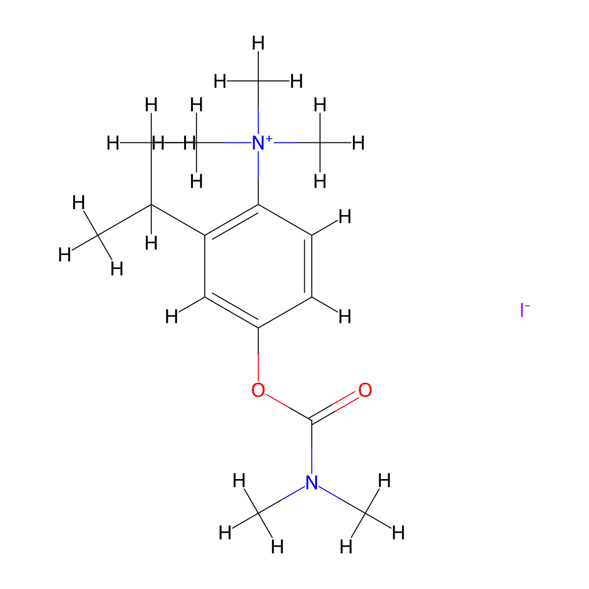 Benzenaminium, 4-(((dimethylamino)carbonyl)oxy)-N,N,N-trimethyl-2-(1-methylethyl)-, iodide (1:1) molecular structure, CAS 63981-53-3