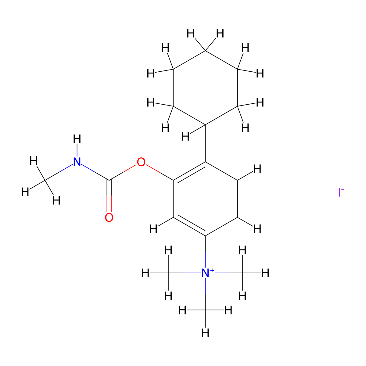 (2-Cyclohexyl-5-(trimethylazaniumyl)phenoxy)(methylimino)methanolate--hydrogen iodide (1/1) molecular structure, CAS 63981-58-8