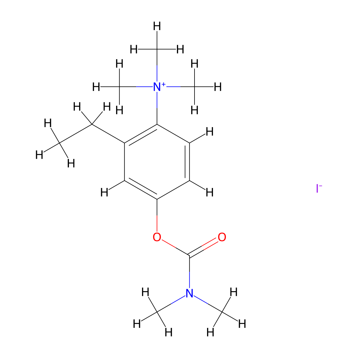 Ammonium, (2-ethyl-4-hydroxyphenyl)trimethyl-, iodide, dimethylcarbamate (ester) molecular structure, CAS 63981-69-1