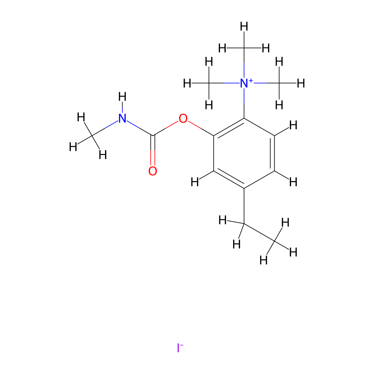 Ammonium, ((3-hydroxy-4-ethyl)phenyl)trimethyl-, iodide, methylcarbamate molecular structure, CAS 63981-70-4