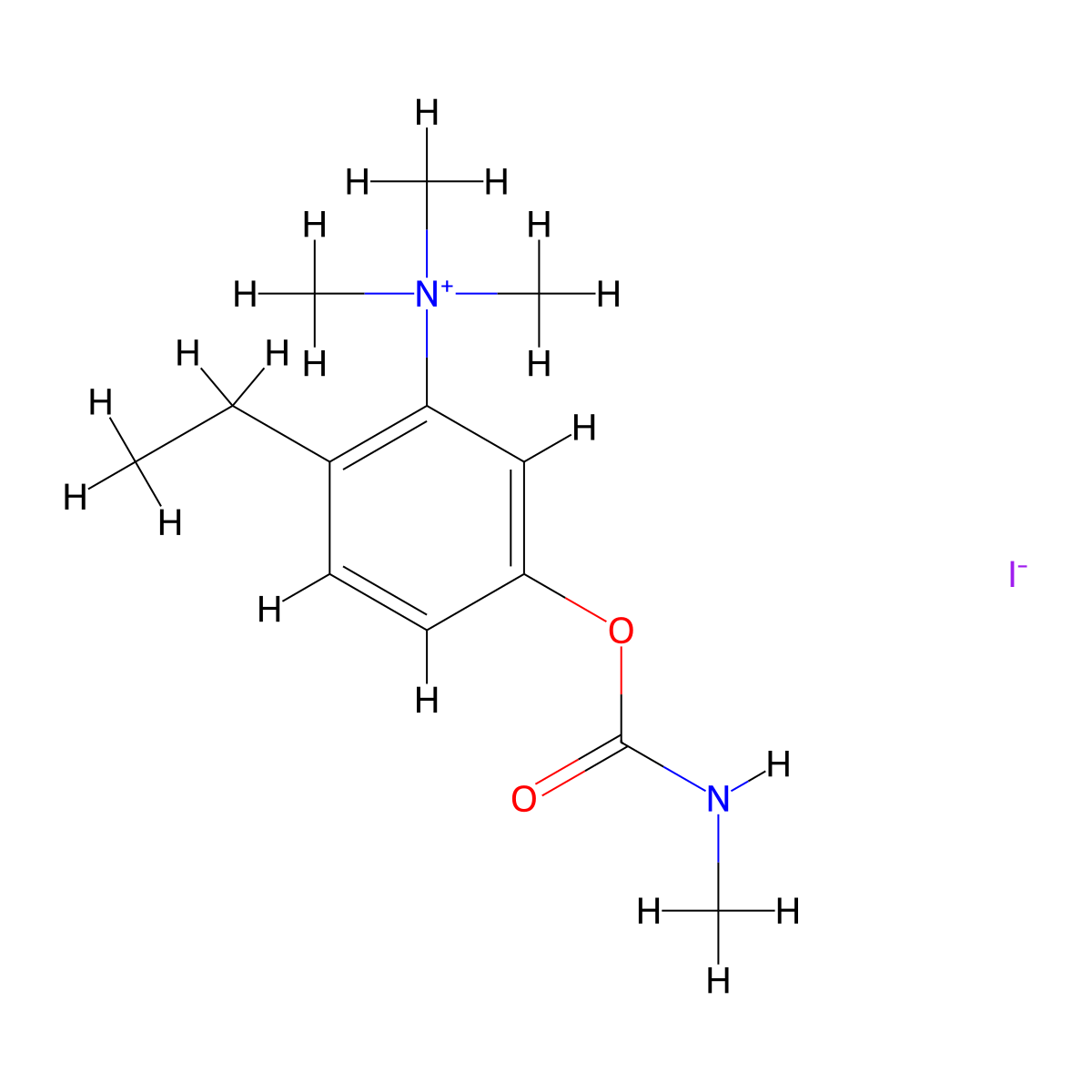 Ammonium, ((5-hydroxy-2-ethyl)phenyl)trimethyl-, iodide, methylcarbamate molecular structure, CAS 63981-72-6