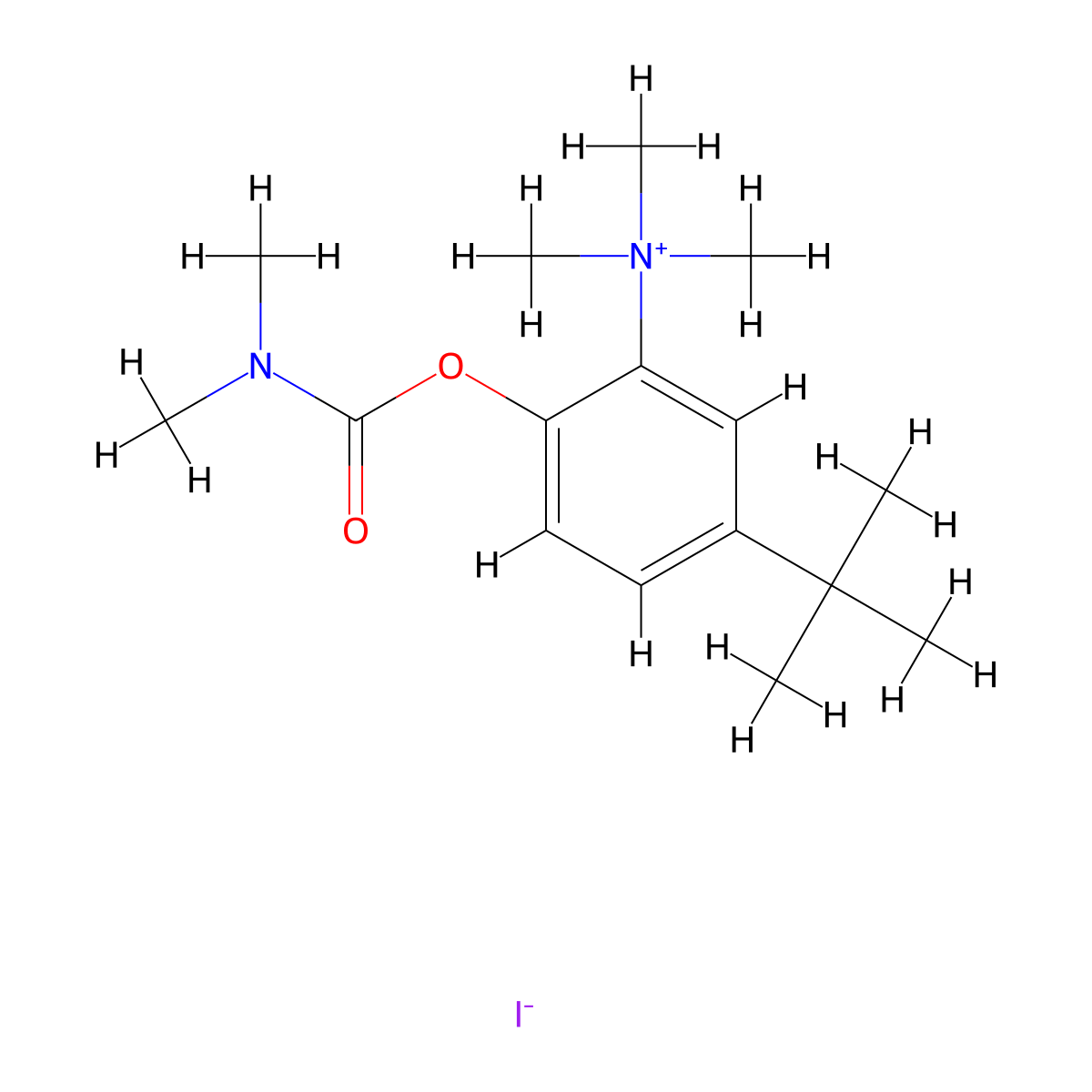 Ammonium, (5-tert-butyl-2-hydroxyphenyl)trimethyl-, iodide, dimethylcarbamate (ester) molecular structure, CAS 63981-81-7