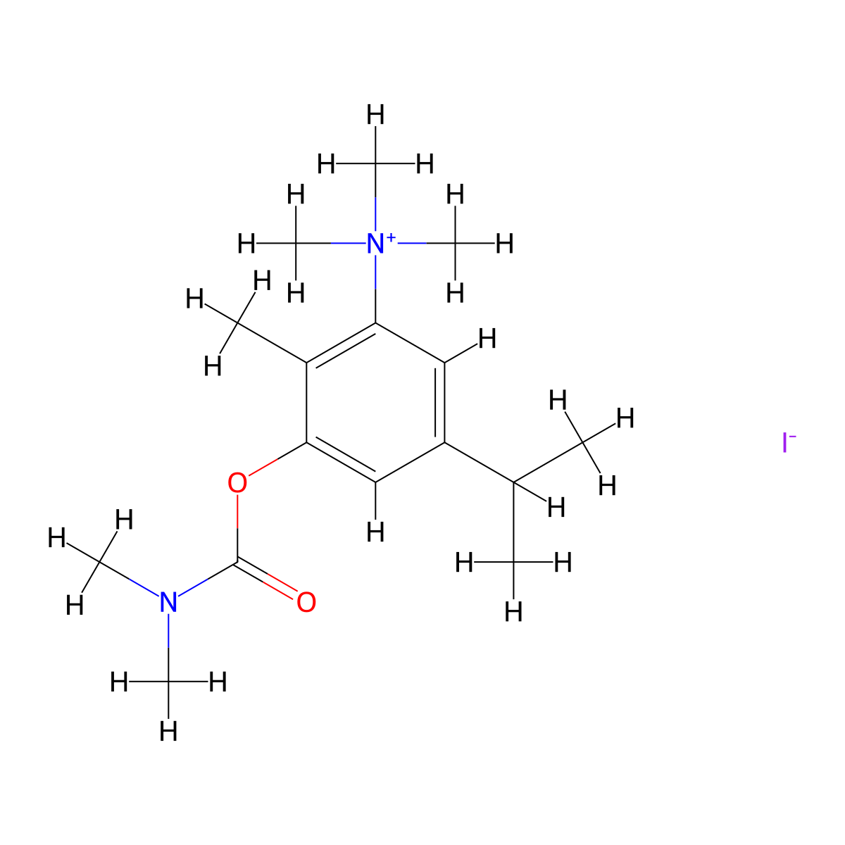 Ammonium, (5-hydroxycarvacryl)trimethyl-, iodide, dimethylcarbamate molecular structure, CAS 63981-86-2