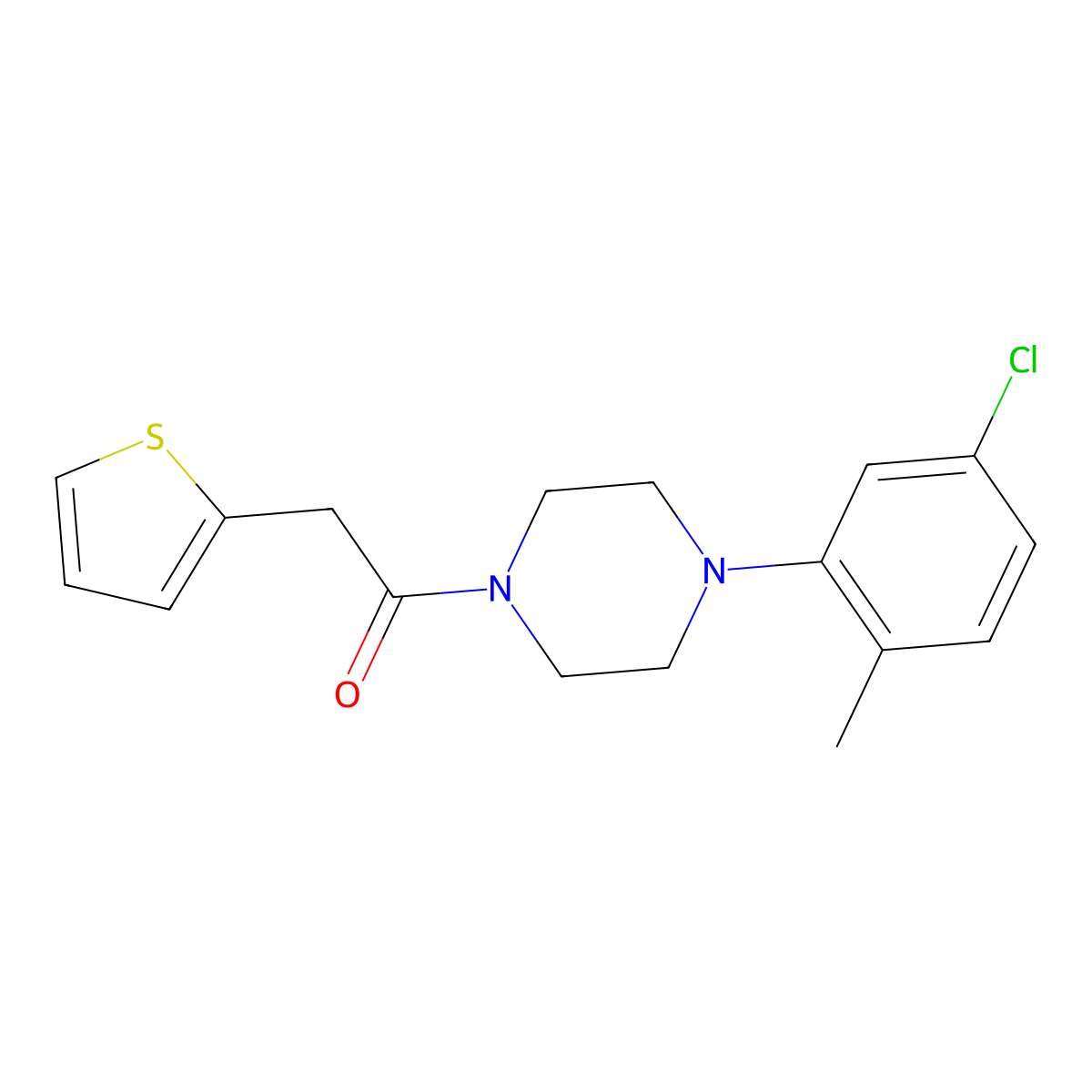 1-(4-(5-Chloro-2-methylphenyl)piperazinyl)-2-(2-thienyl)ethan-1-one molecular structure, CAS 639810-40-5