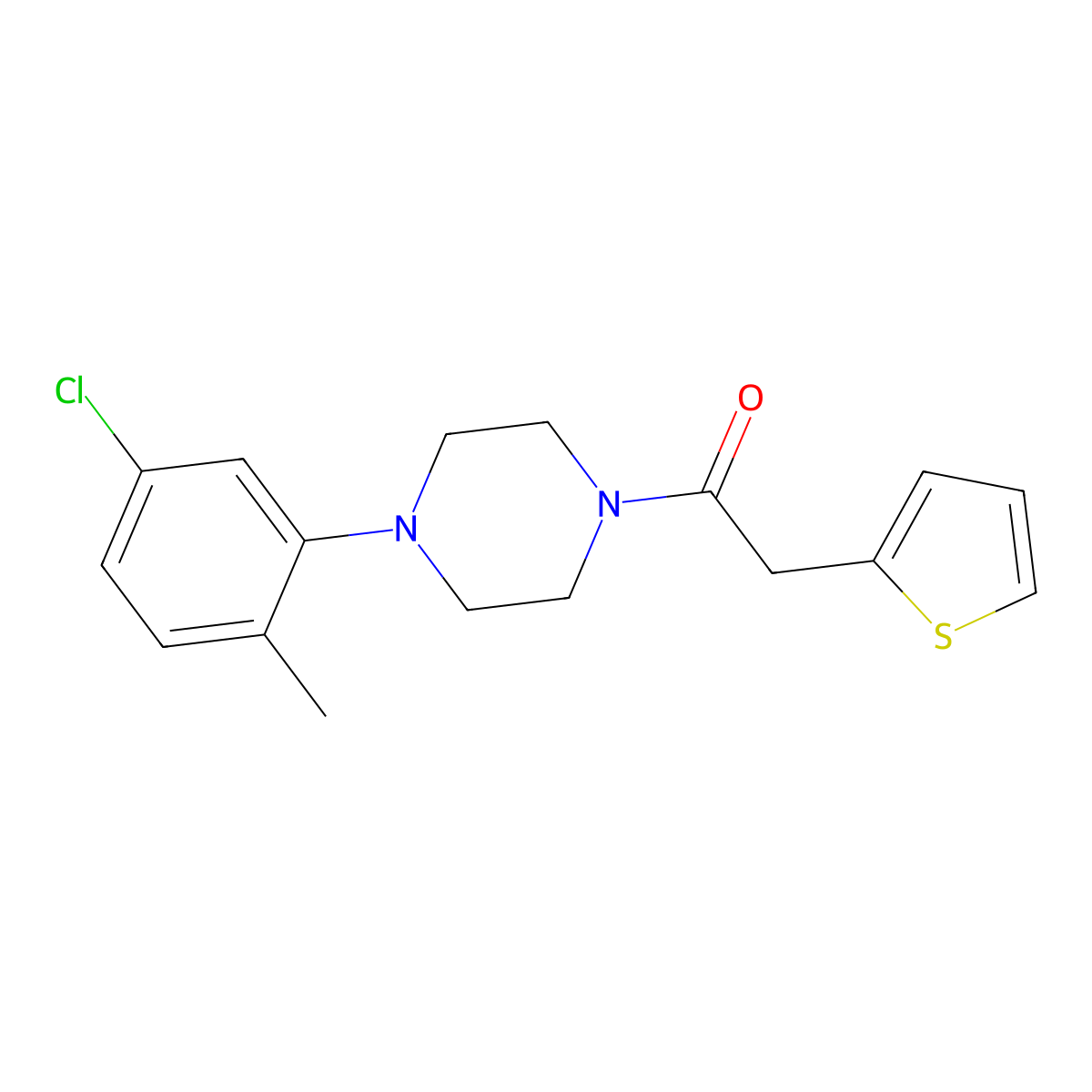 1-(4-(5-Chloro-2-methylphenyl)piperazinyl)-2-(2-thienyl)ethan-1-one molecular structure, CAS 639810-40-5
