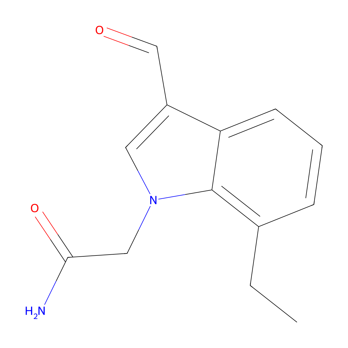 2-(7-ethyl-3-formyl-1H-indol-1-yl)acetamide molecular structure, CAS 639810-79-0