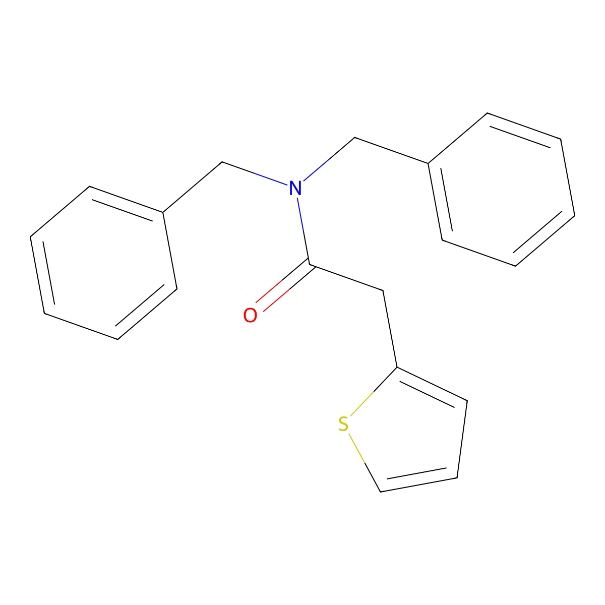 N,N-dibenzyl-2-(thiophen-2-yl)acetamide molecular structure, CAS 639812-29-6