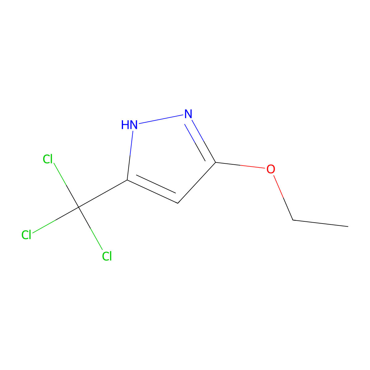 3-ethoxy-5-(trichloromethyl)-1H-pyrazole molecular structure, CAS 639815-73-9