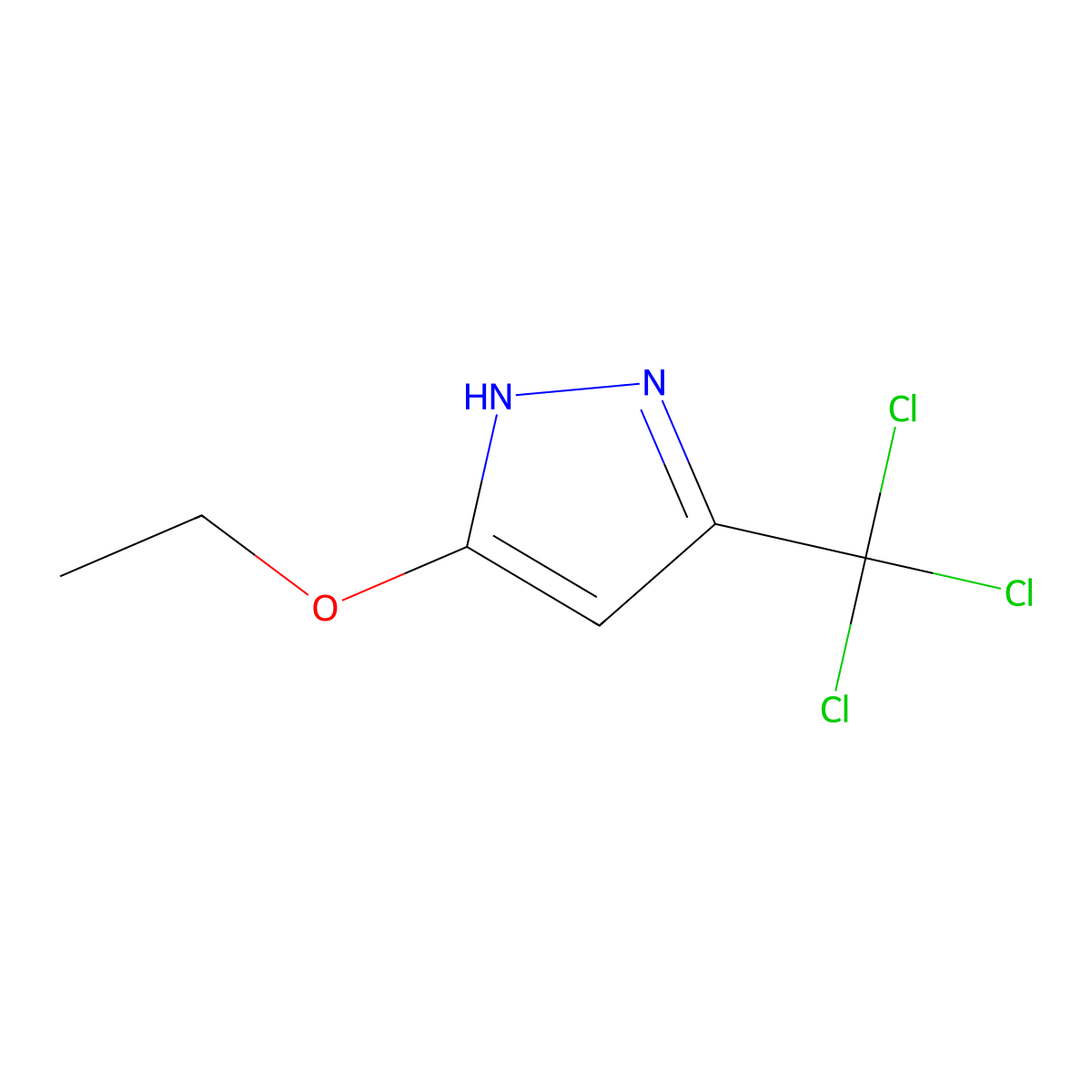 3-ethoxy-5-(trichloromethyl)-1H-pyrazole molecular structure, CAS 639815-73-9