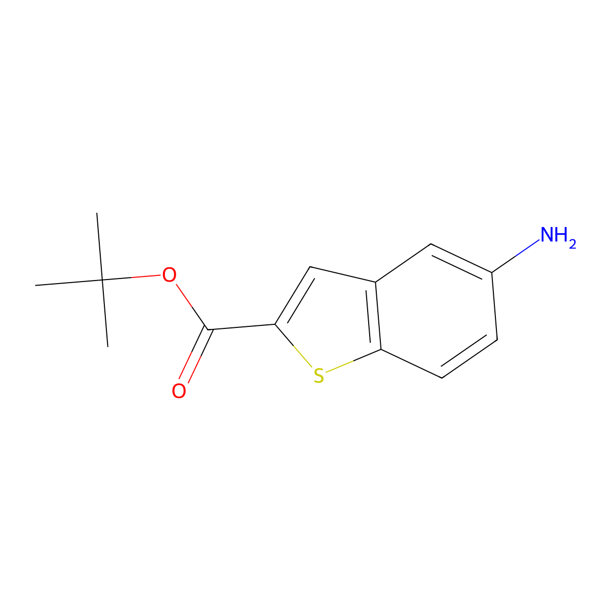 Tert-butyl 5-aminobenzo[b]thiophene-2-carboxylate molecular structure, CAS 639819-18-4
