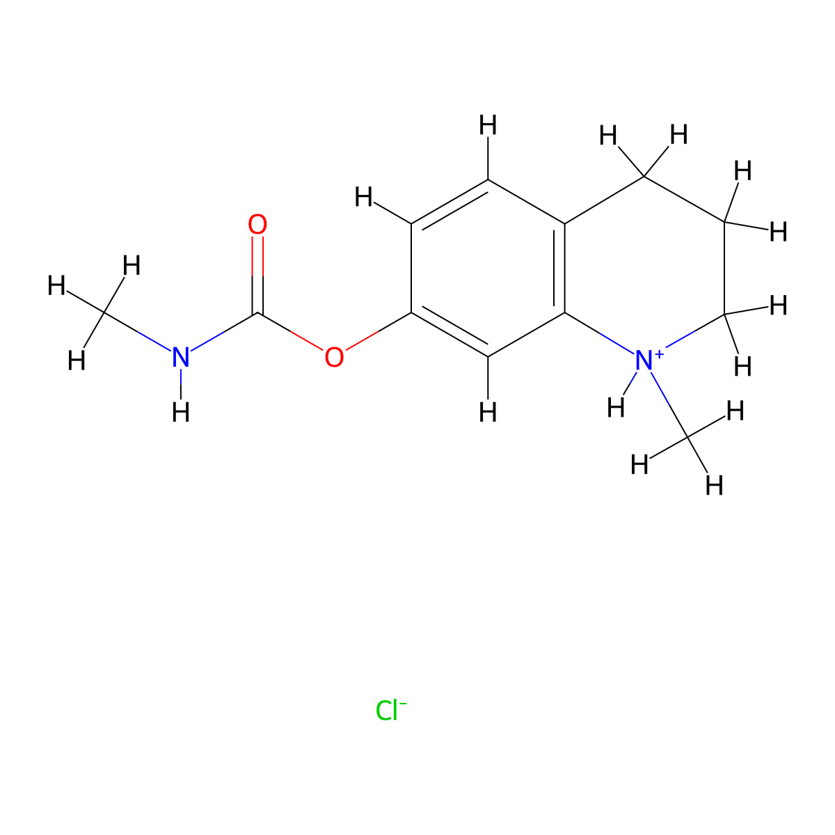 Carbamic acid, methyl-, (1,2,3,4-tetrahydro-1-methyl)-7-quinolinyl ester, hydrochloride molecular structure, CAS 63982-20-7