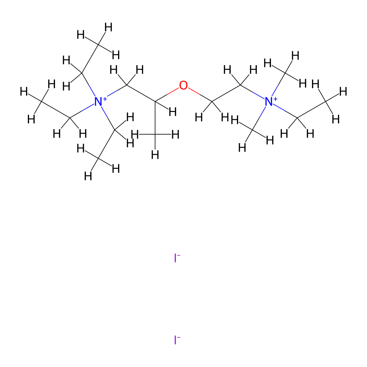 Ammonium, ((2-(2-(ethyldimethylammonio)ethoxy)-2-methyl)ethyl)triethyl-, diiodide molecular structure, CAS 63982-29-6