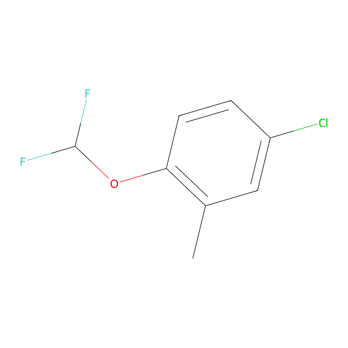 4-Chloro-1-(difluoromethoxy)-2-methylbenzene molecular structure, CAS 639826-17-8