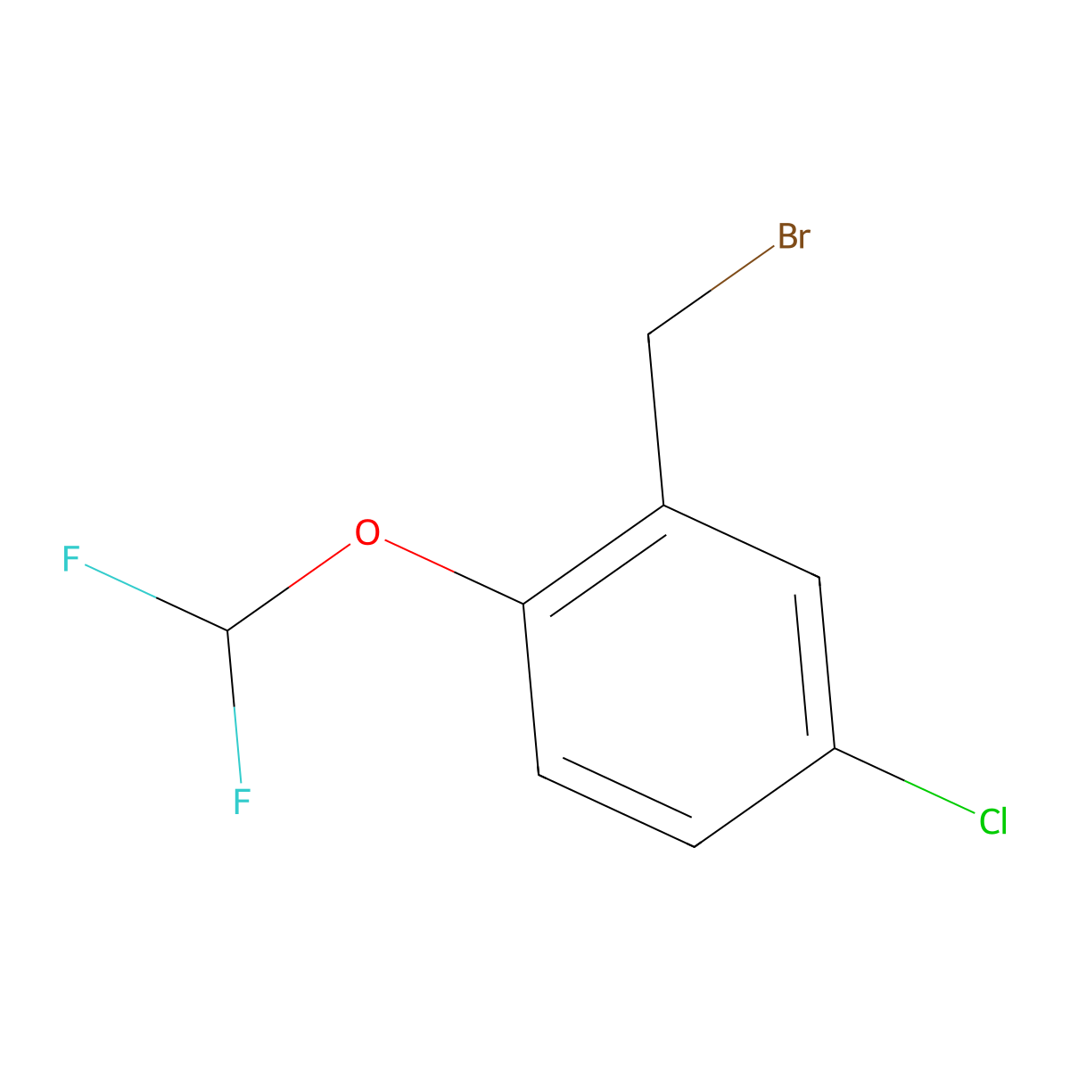 Benzene, 2-(bromomethyl)-4-chloro-1-(difluoromethoxy)- molecular structure, CAS 639826-18-9