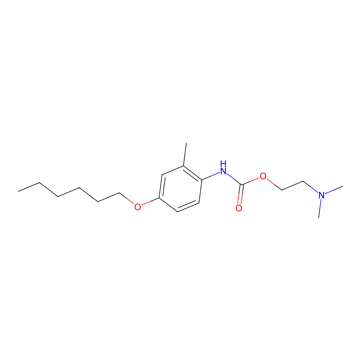 Carbanilic acid, 4-(hexyloxy)-2-methyl-, 2-(dimethylamino)ethyl ester molecular structure, CAS 63986-39-0