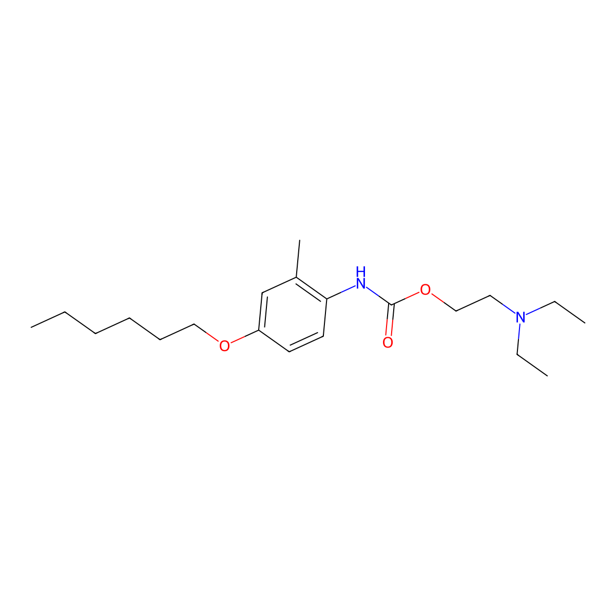 Carbanilic acid, 4-(hexyloxy)-2-methyl-, 2-(diethylamino)ethyl ester molecular structure, CAS 63986-43-6