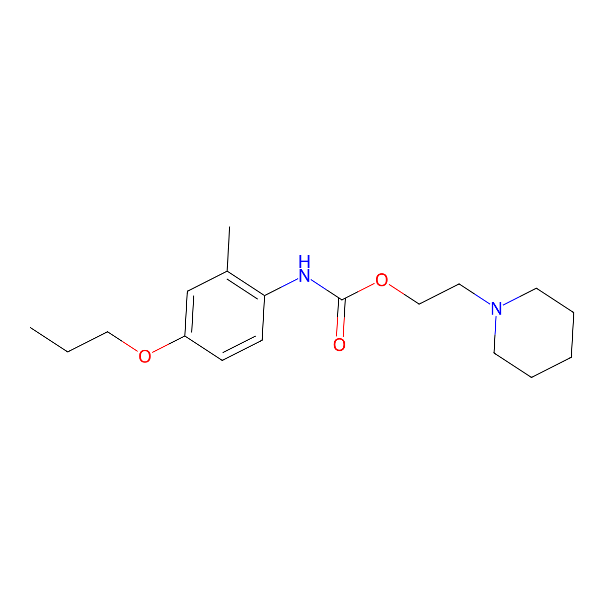 Carbanilic acid, 2-methyl-4-propoxy-, 2-piperidinoethyl ester molecular structure, CAS 63986-44-7