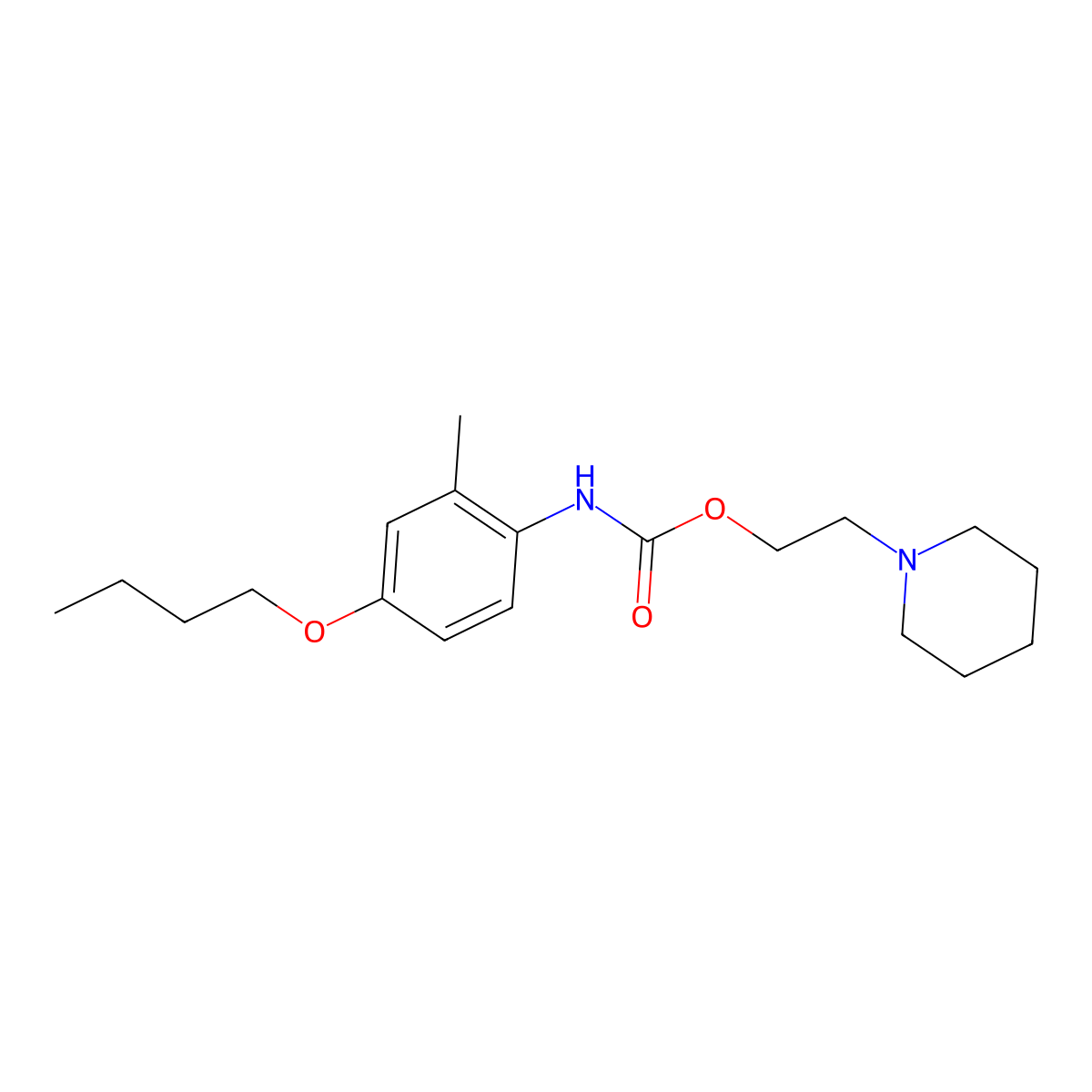Carbanilic acid, 4-butoxy-2-methyl-, 2-piperidinoethyl ester molecular structure, CAS 63986-45-8