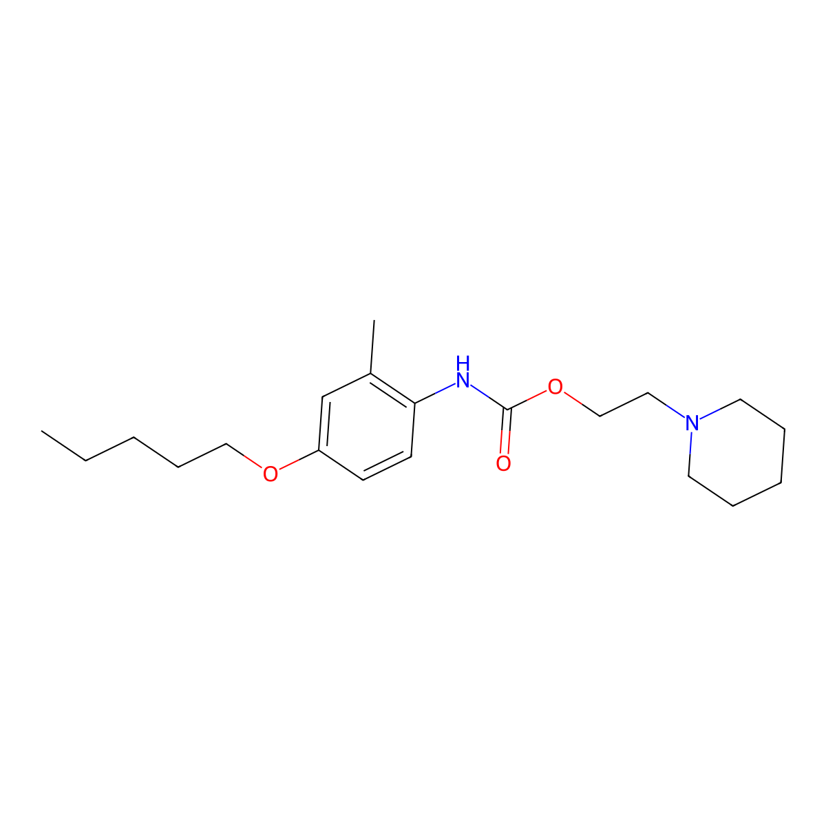Carbanilic acid, 2-methyl-4-(pentyloxy)-, 2-piperidinoethyl ester molecular structure, CAS 63986-46-9