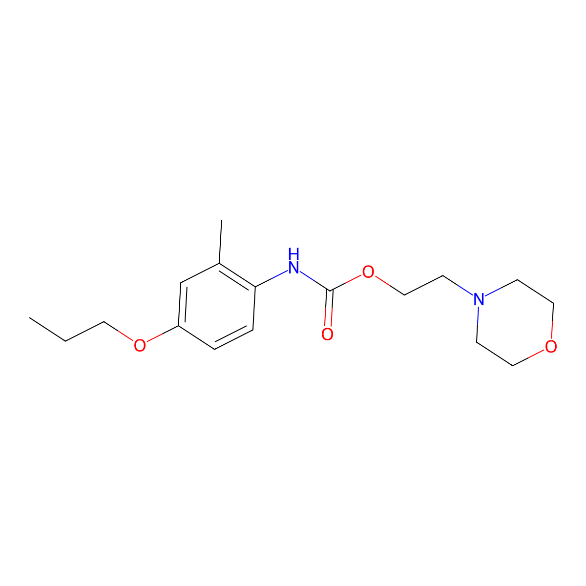 Carbanilic acid, 2-methyl-4-propoxy-, 2-morpholinoethyl ester molecular structure, CAS 63986-51-6