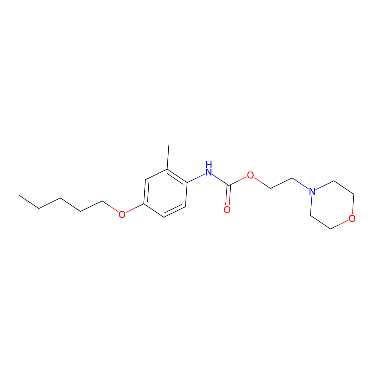 Carbanilic acid, 2-methyl-4-(pentyloxy)-, 2-morpholinoethyl ester molecular structure, CAS 63986-53-8