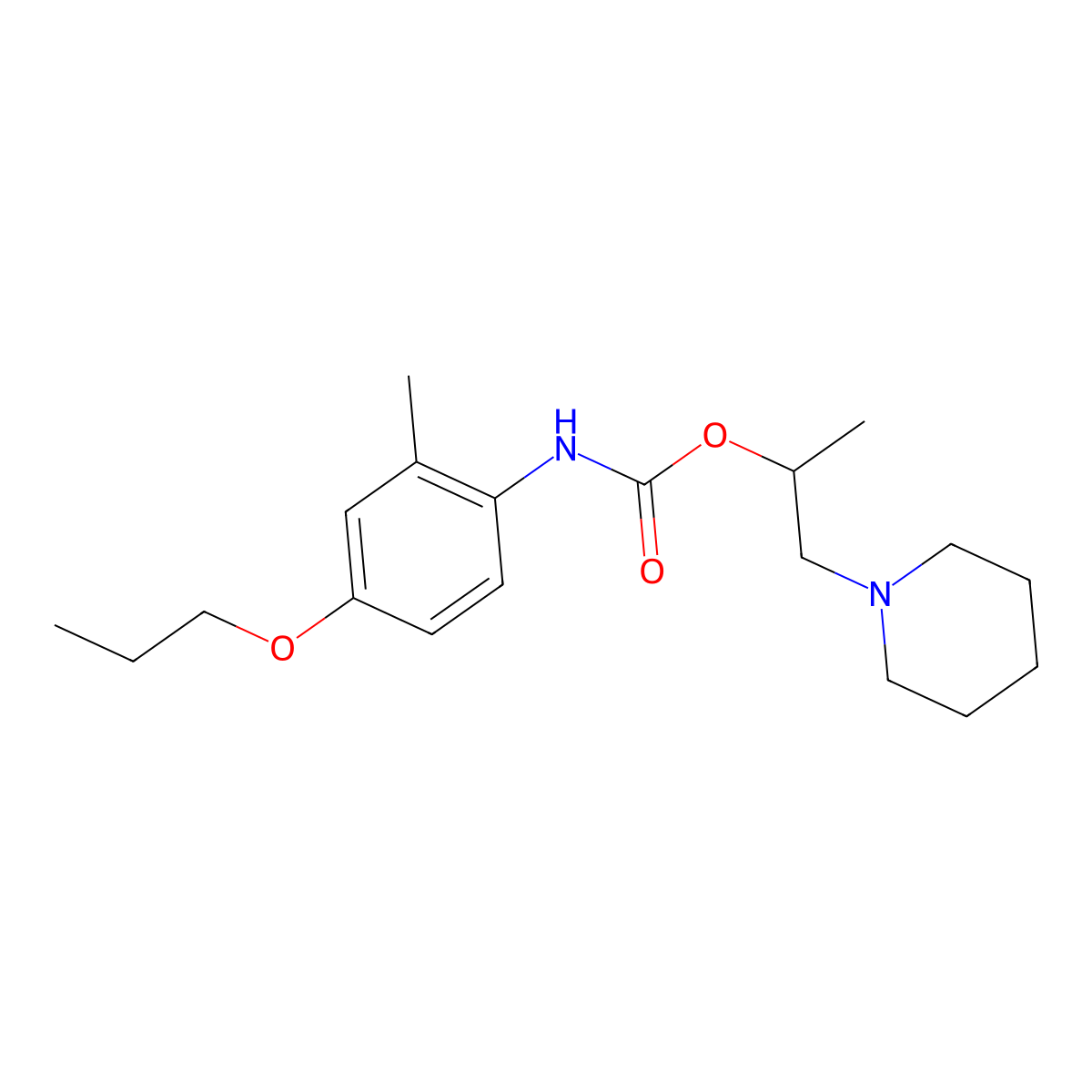 1-(Piperidin-1-yl)propan-2-yl (2-methyl-4-propoxyphenyl)carbamate molecular structure, CAS 63986-58-3
