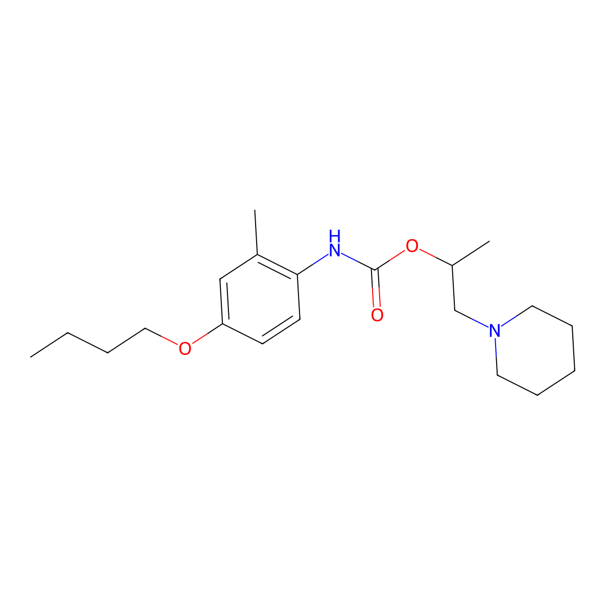 1-(Piperidin-1-yl)propan-2-yl (4-butoxy-2-methylphenyl)carbamate molecular structure, CAS 63986-59-4