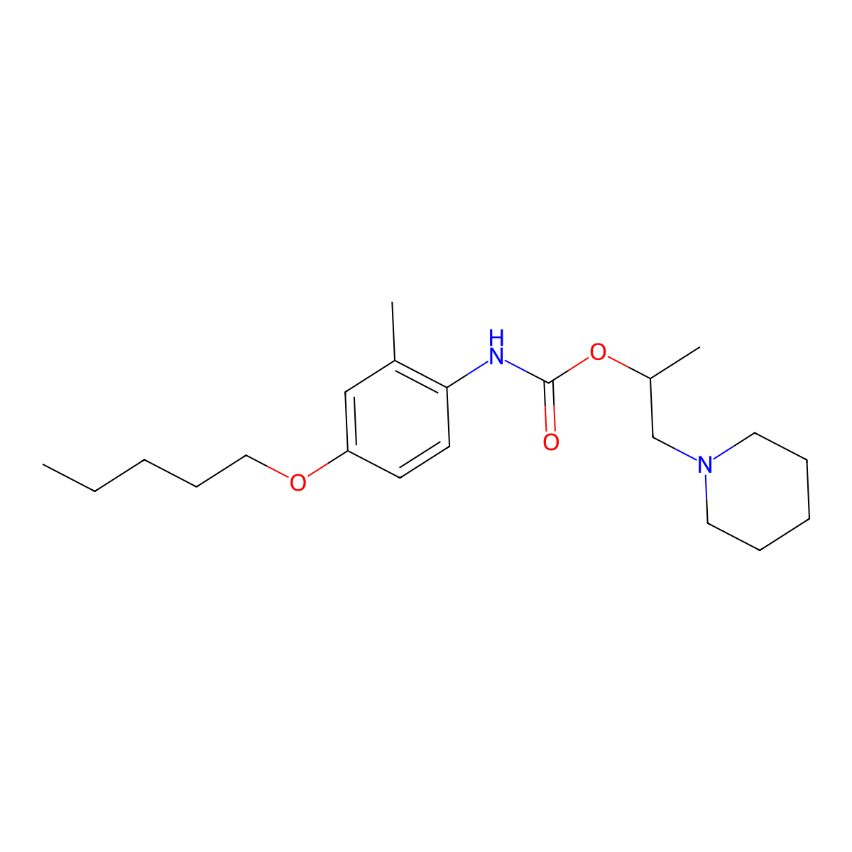 Carbanilic acid, 2-methyl-4-(pentyloxy)-, 1-(piperidinomethyl)ethyl ester molecular structure, CAS 63986-60-7