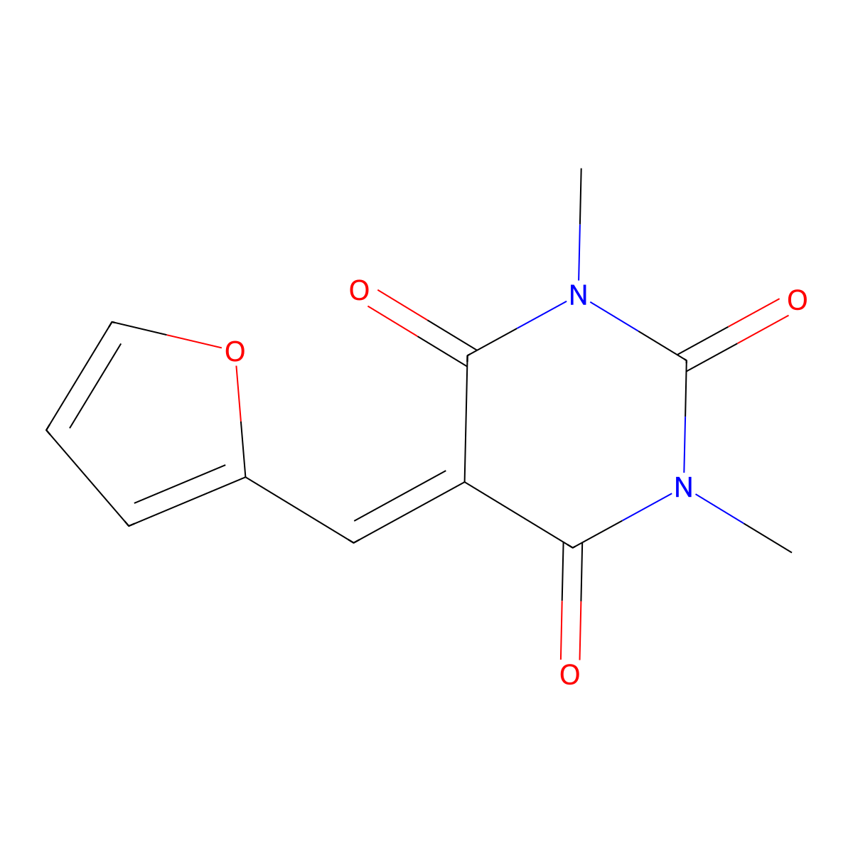 5-[(Furan-2-yl)methylidene]-1,3-dimethyl-1,3-diazinane-2,4,6-trione molecular structure, CAS 63987-50-8