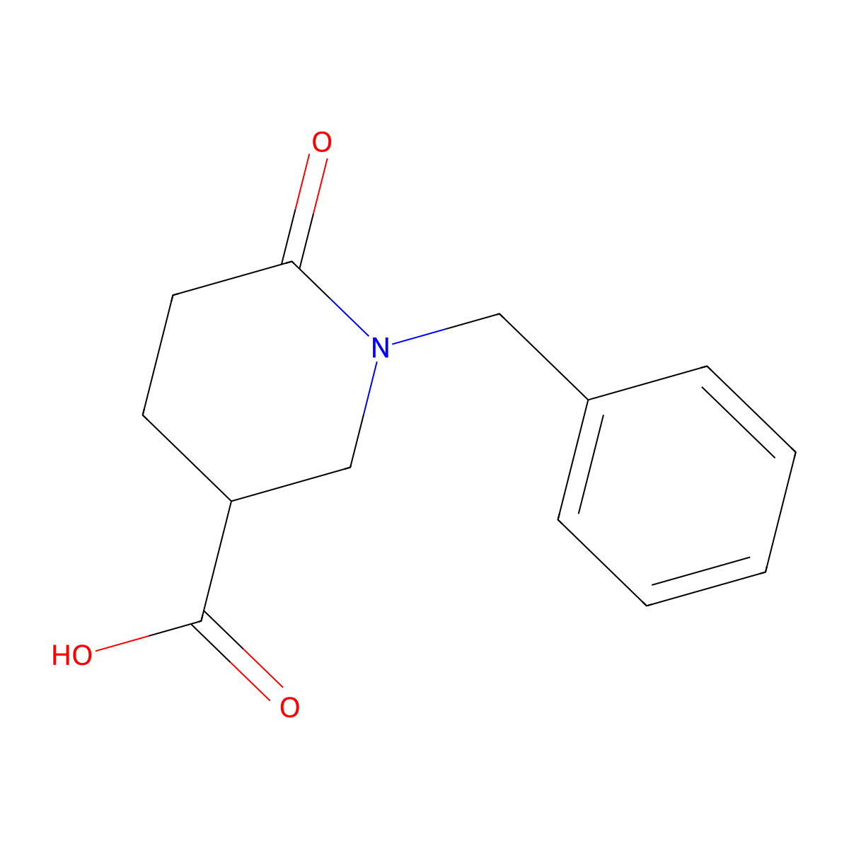 (R)-1-benzyl-6-oxopiperidine-3-carboxylic acid molecular structure, CAS 63987-66-6