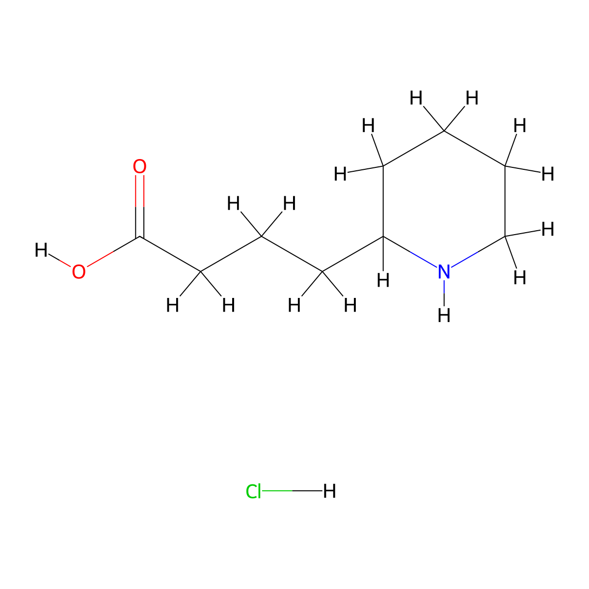 4-(Piperidin-2-yl)butanoic acid--hydrogen chloride (1/1) molecular structure, CAS 63987-69-9