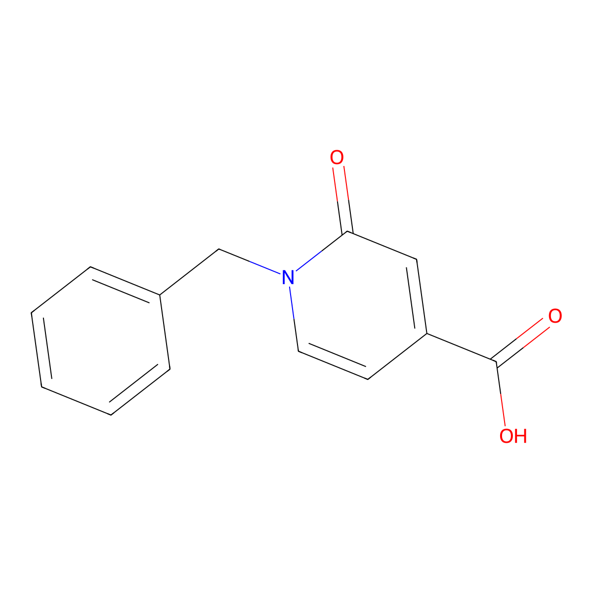 1-Benzyl-2-oxo-1,2-dihydropyridine-4-carboxylic acid molecular structure, CAS 63987-74-6