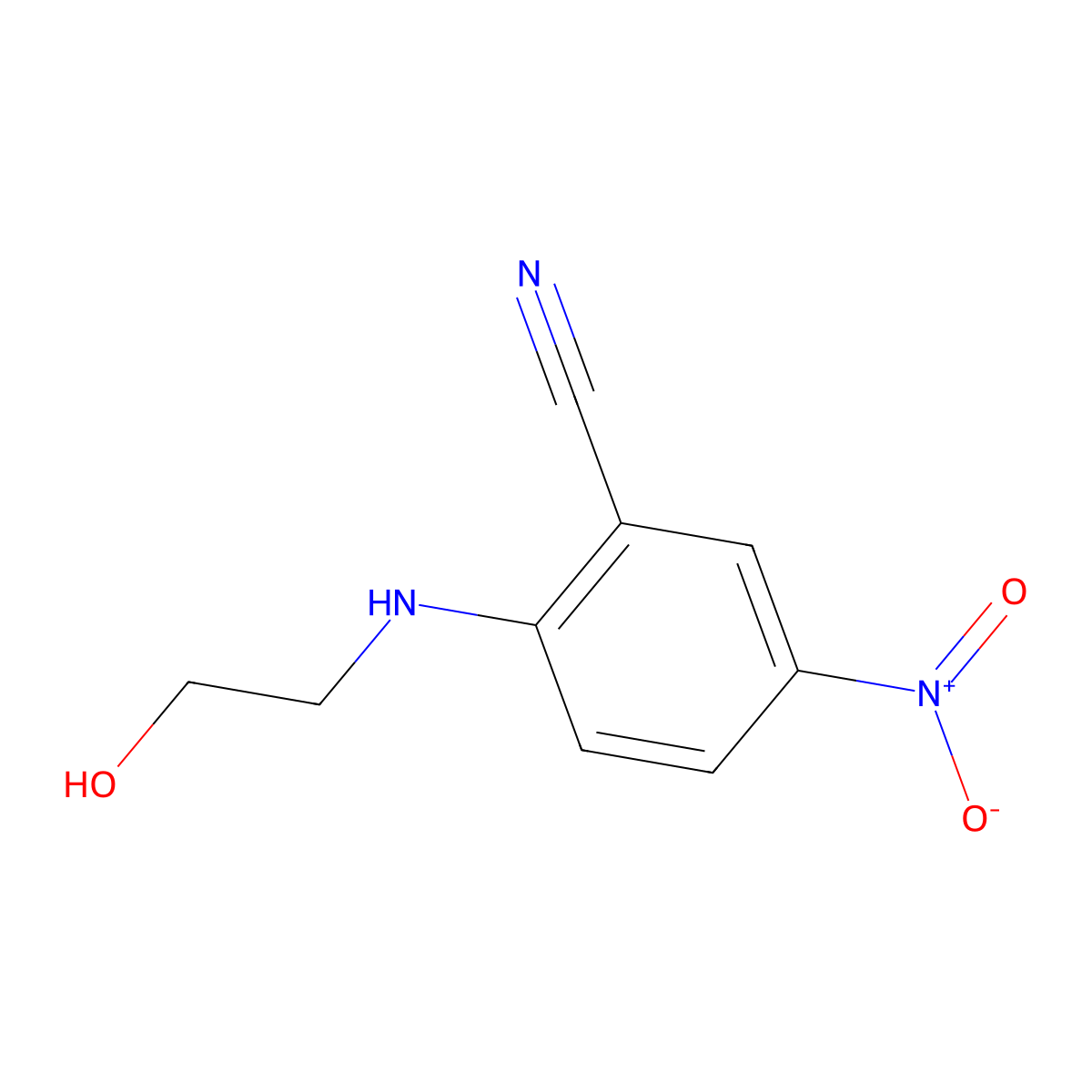 2-(2-Hydroxyethylamino)-5-nitrobenzonitrile molecular structure, CAS 63989-40-2