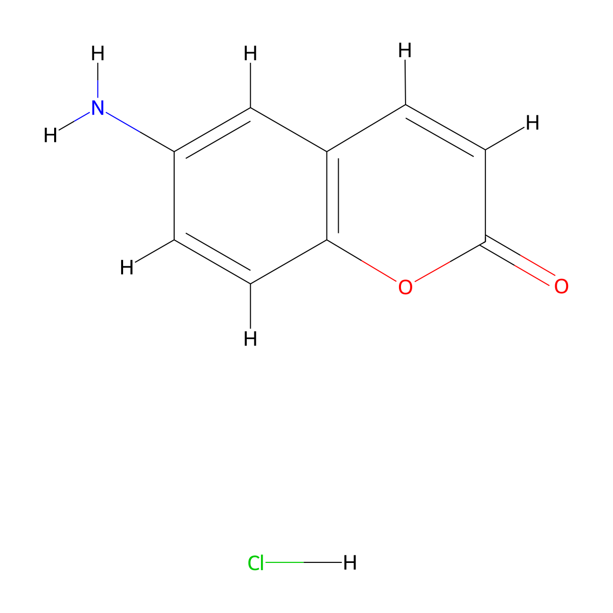 6-Amino-2H-1-benzopyran-2-one--hydrogen chloride (1/1) molecular structure, CAS 63989-79-7