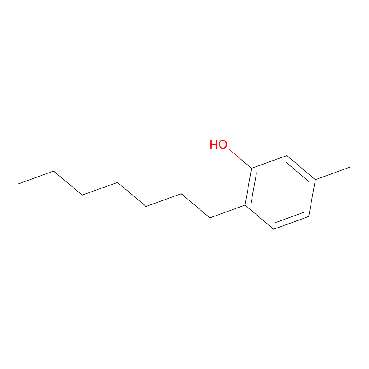m-Cresol, 6-heptyl- molecular structure, CAS 63989-86-6