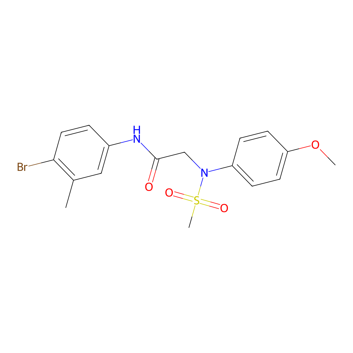 N-(4-bromo-3-methylphenyl)-2-(4-methoxy-N-methylsulfonylanilino)acetamide molecular structure, CAS 6399-17-3